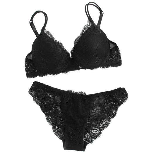 Premium Black Embroided Bra And Underwear