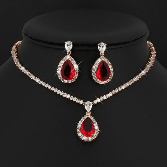 Elegant Mahroon Teardrop Jewelry Set Design
