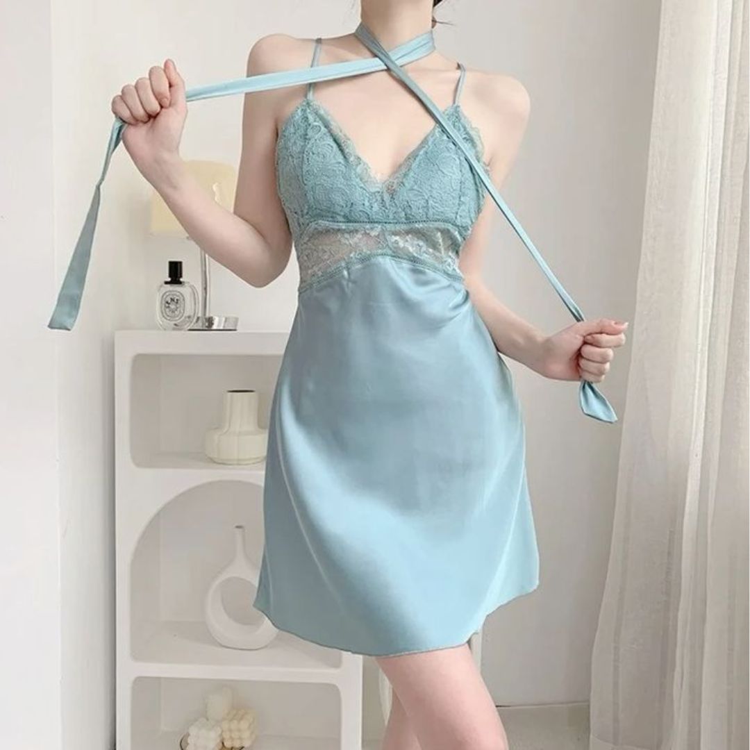 Pure Silk Elegant Lapel Shirt Dress Lingerie