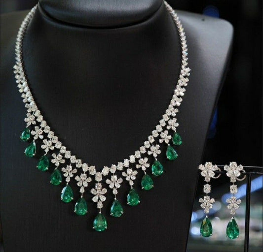 Elegant Sparkling Green Crystal Jewelry Set