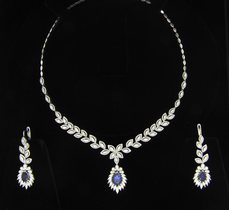 Gold Leaf Sapphire Jewelry Set