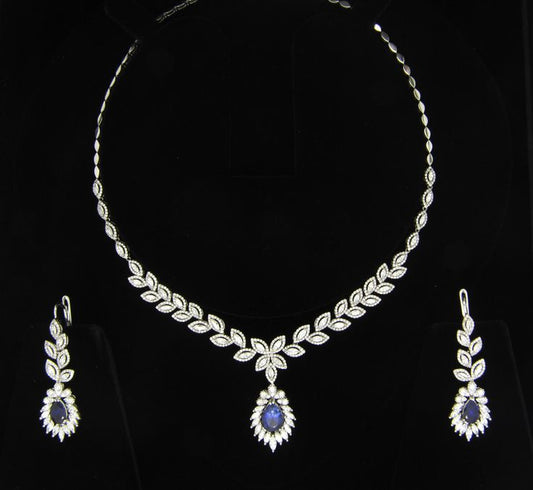 Gold Leaf Sapphire Jewelry Set