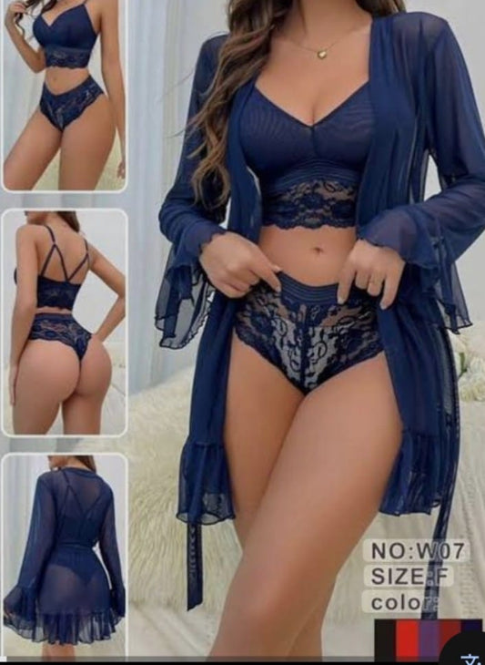 Premium Lace Nightie with bra and underwear